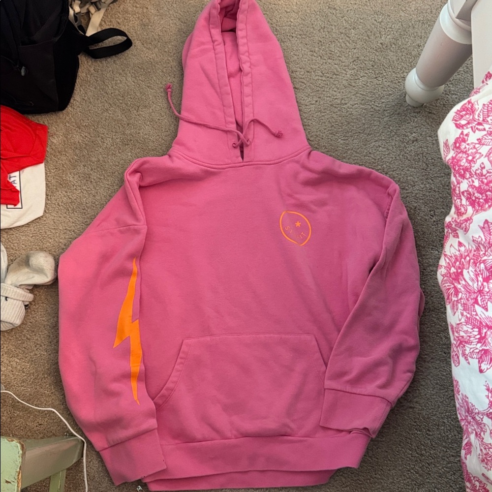 Pink Hoodie with Orange Lightning Detail